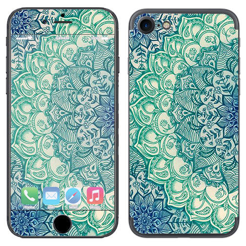  Blue Green Mandala Pattern Apple iPhone 7 or iPhone 8 Skin