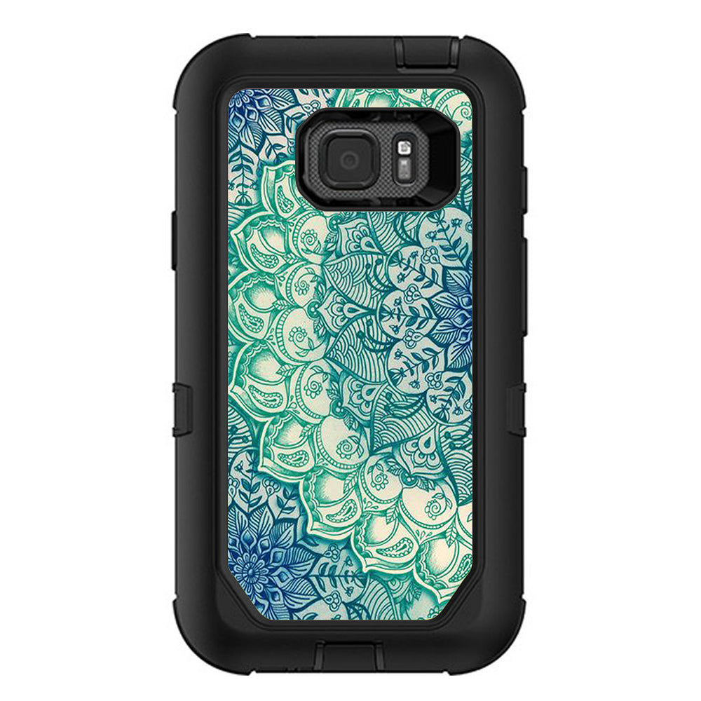  Blue Green Mandala Pattern Otterbox Defender Samsung Galaxy S7 Active Skin