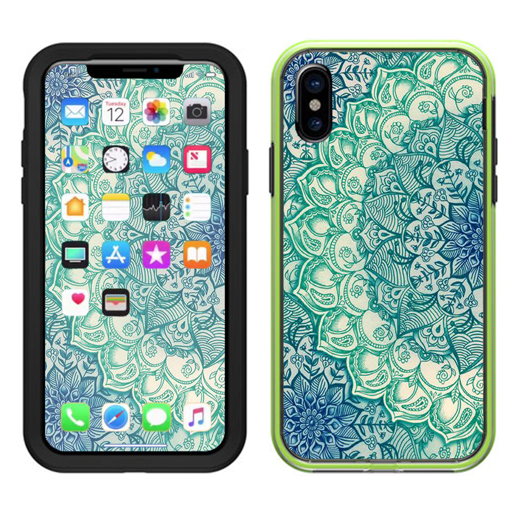  Blue Green Mandala Pattern Lifeproof Slam Case iPhone X Skin