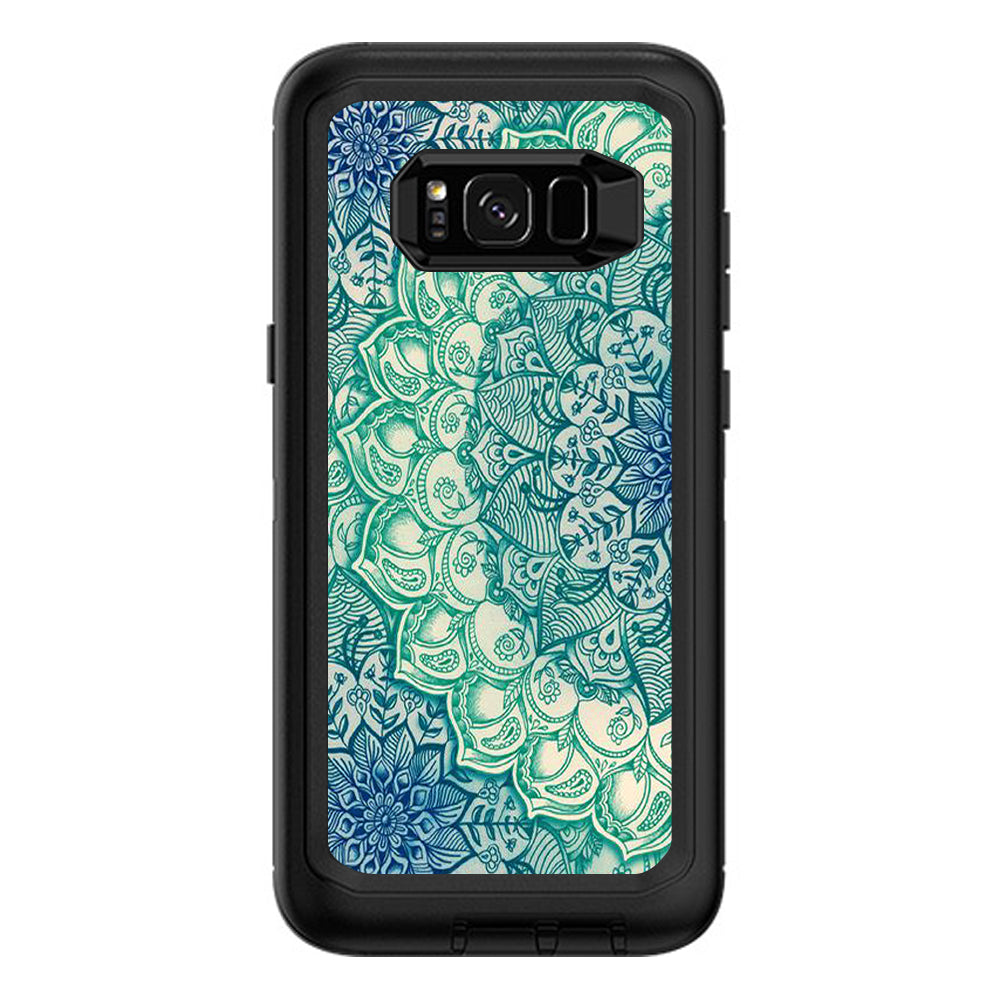  Blue Green Mandala Pattern Otterbox Defender Samsung Galaxy S8 Plus Skin