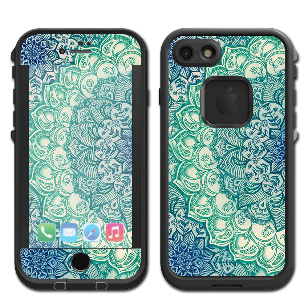  Blue Green Mandala Pattern Lifeproof Fre iPhone 7 or iPhone 8 Skin