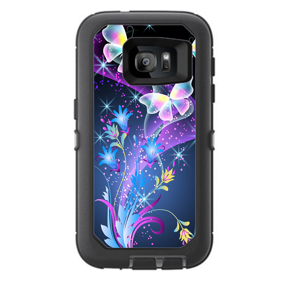  Glowing Butterflies In Flight Otterbox Defender Samsung Galaxy S7 Skin