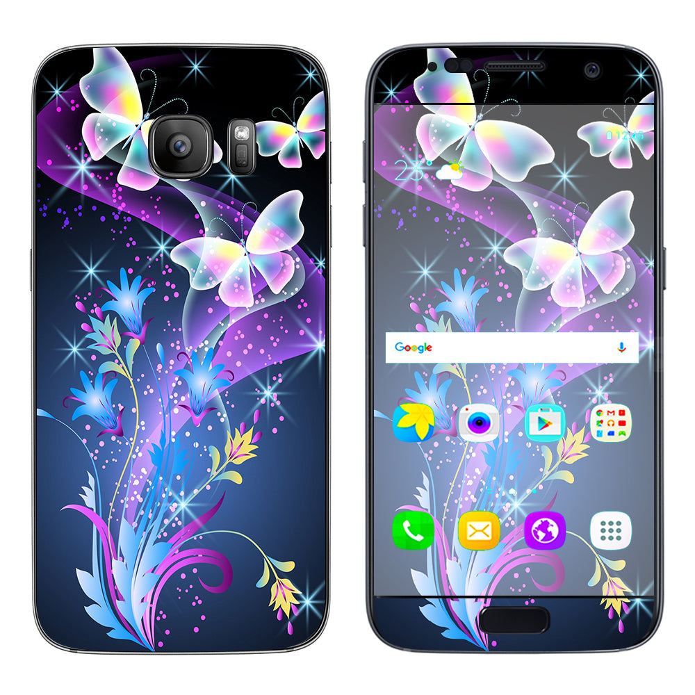  Glowing Butterflies In Flight Samsung Galaxy S7 Skin