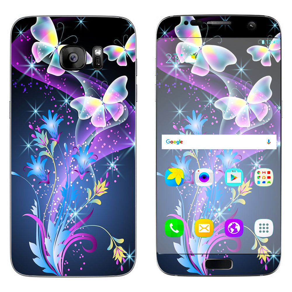  Glowing Butterflies In Flight Samsung Galaxy S7 Edge Skin