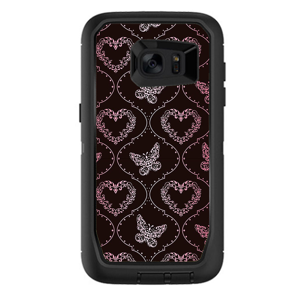  Butterfly Heart Pattern Otterbox Defender Samsung Galaxy S7 Edge Skin