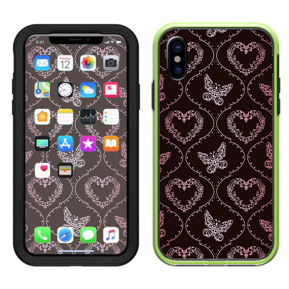  Butterfly Heart Pattern Lifeproof Slam Case iPhone X Skin