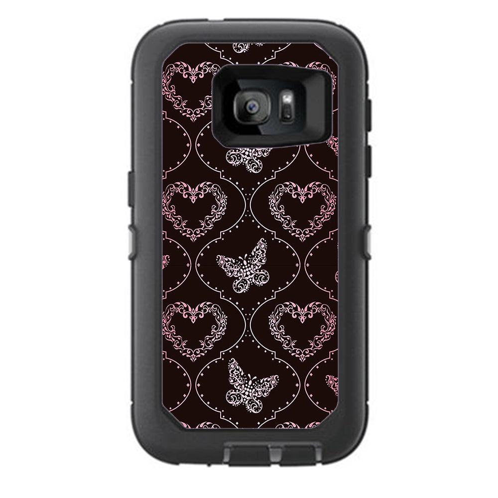 Butterfly Heart Pattern Otterbox Defender Samsung Galaxy S7 Skin