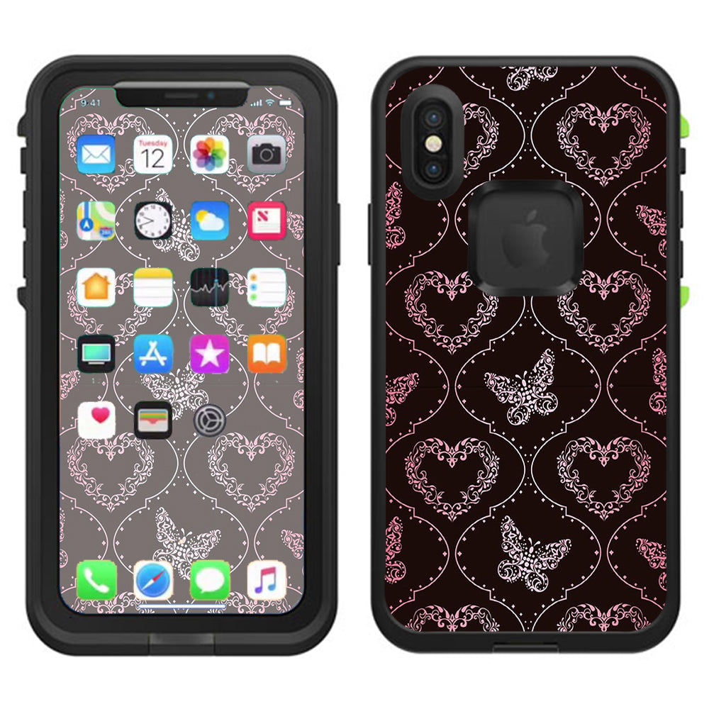  Butterfly Heart Pattern Lifeproof Fre Case iPhone X Skin