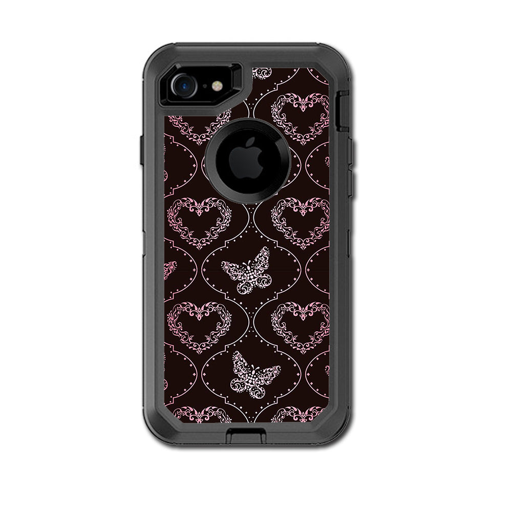  Butterfly Heart Pattern Otterbox Defender iPhone 7 or iPhone 8 Skin