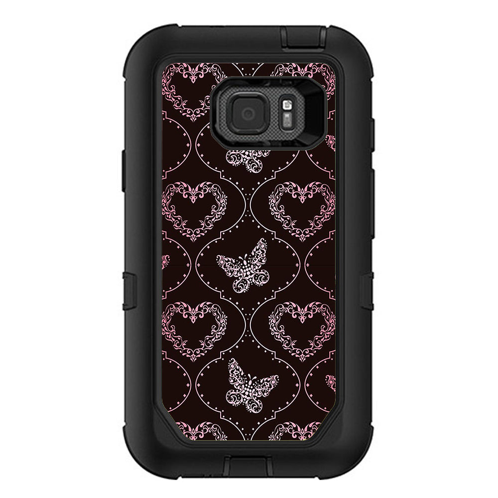  Butterfly Heart Pattern Otterbox Defender Samsung Galaxy S7 Active Skin