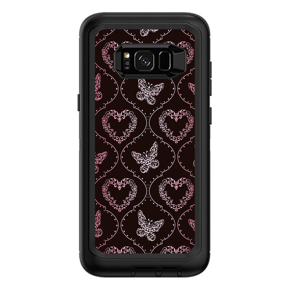  Butterfly Heart Pattern Otterbox Defender Samsung Galaxy S8 Plus Skin