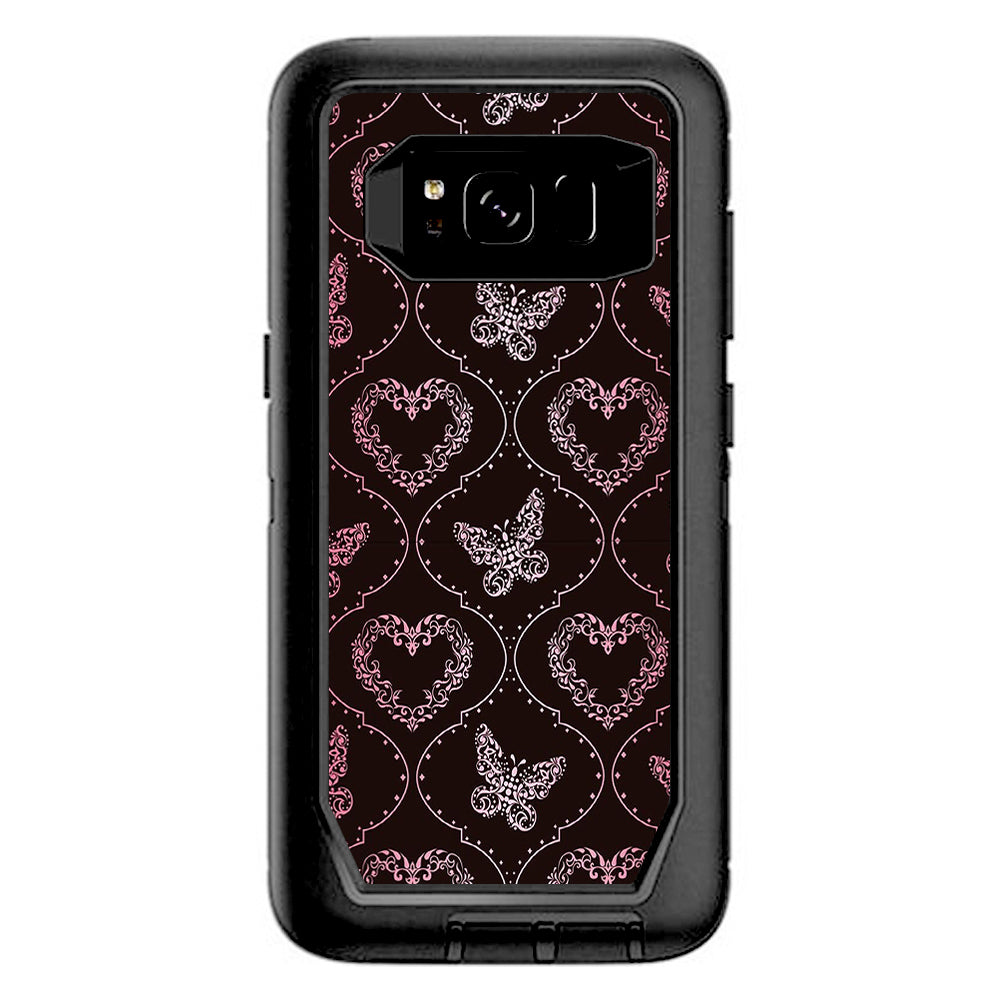  Butterfly Heart Pattern Otterbox Defender Samsung Galaxy S8 Skin