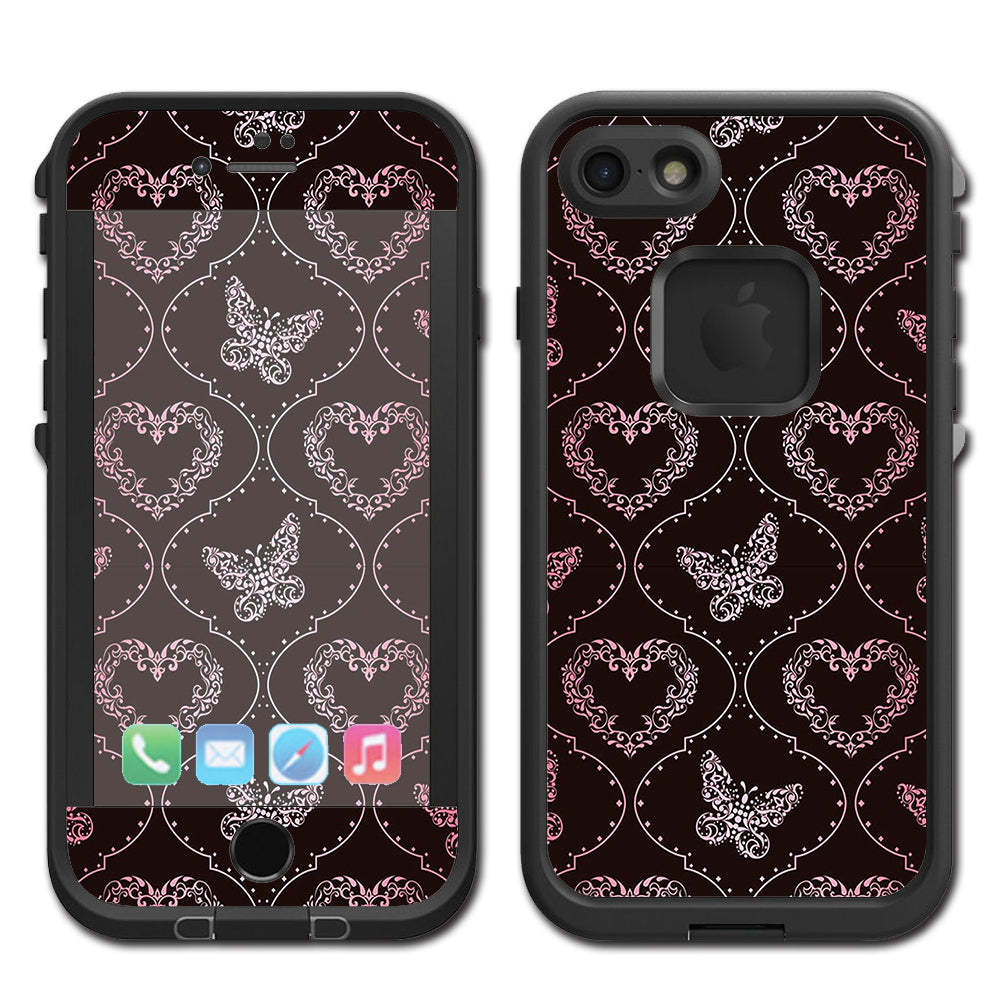  Butterfly Heart Pattern Lifeproof Fre iPhone 7 or iPhone 8 Skin