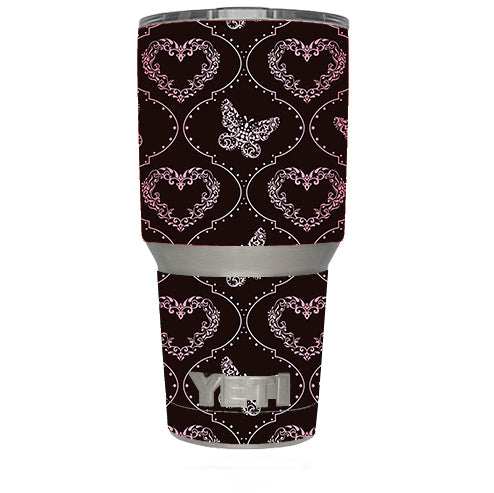  Butterfly Heart Pattern Yeti 30oz Rambler Tumbler Skin