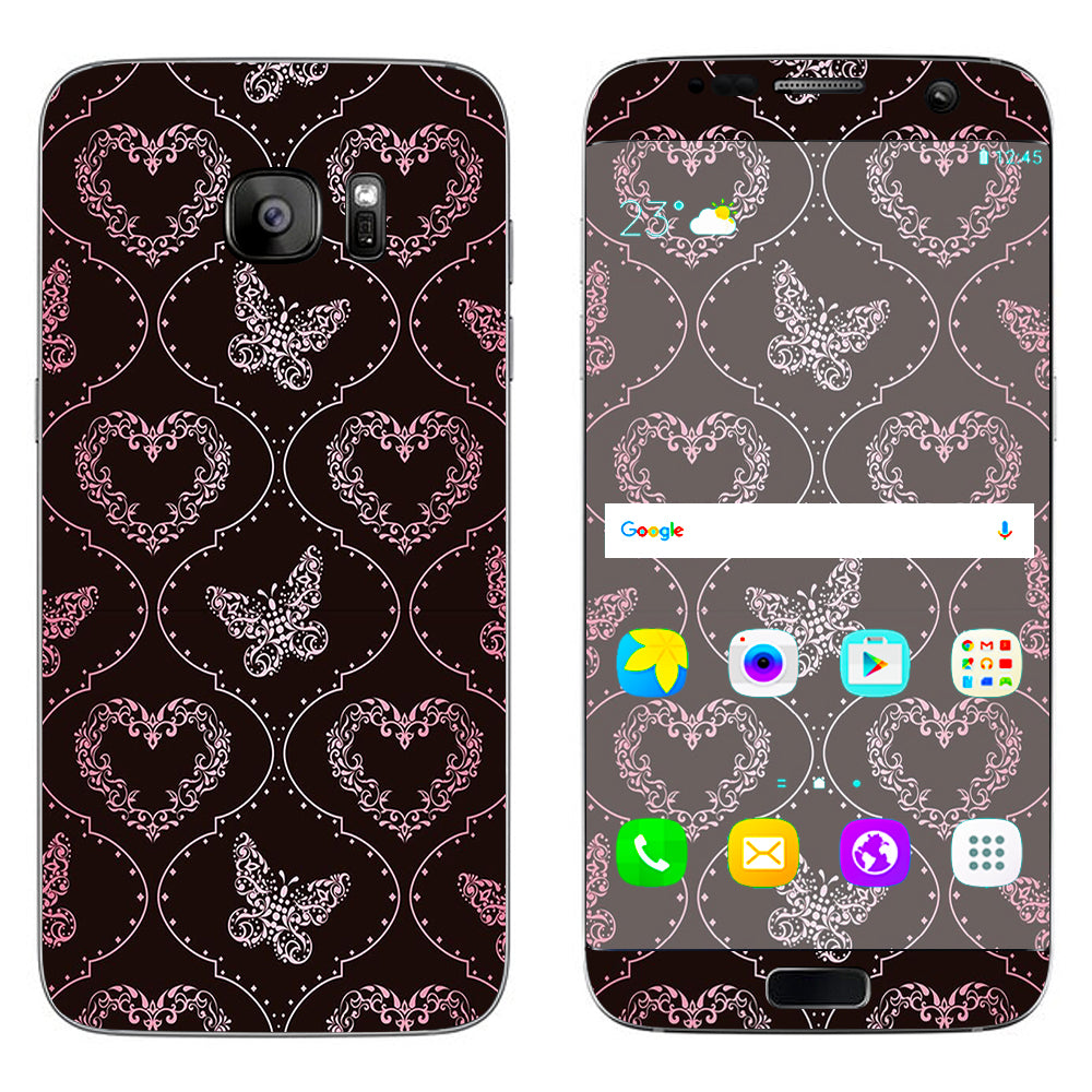  Butterfly Heart Pattern Samsung Galaxy S7 Edge Skin