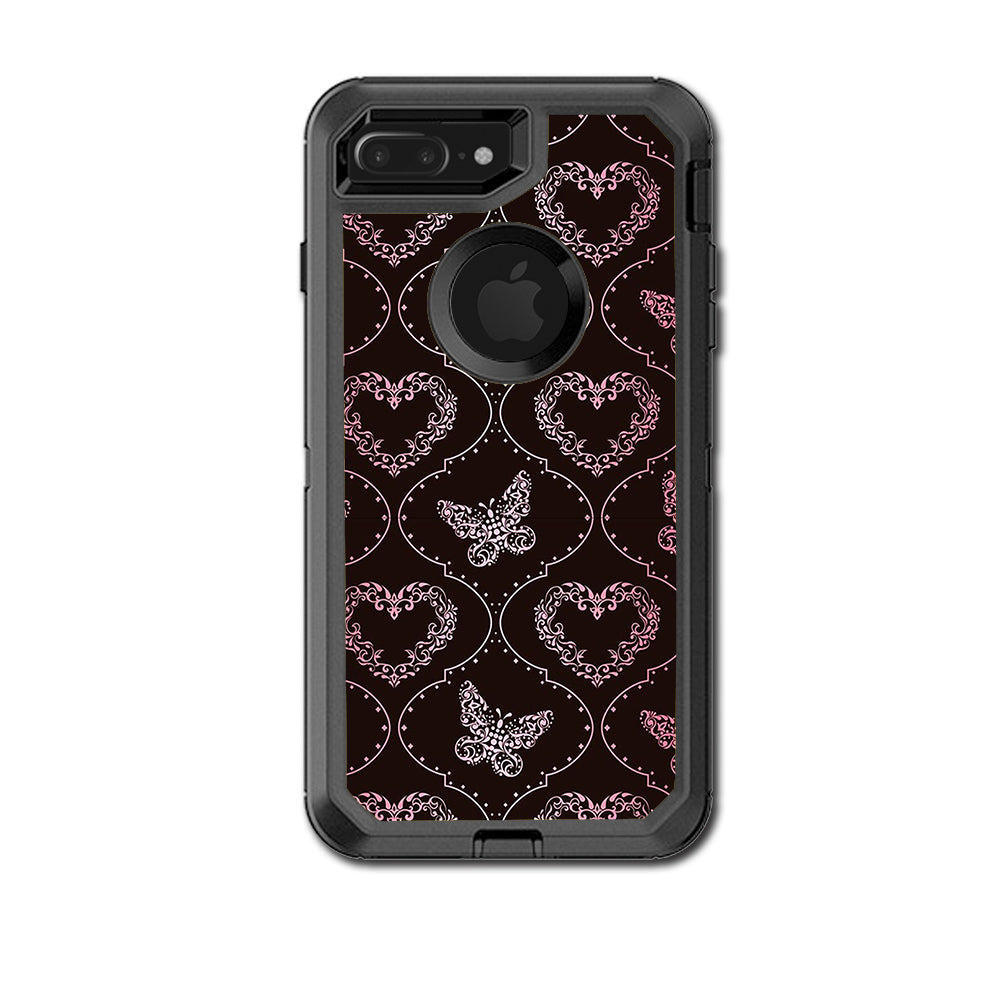  Butterfly Heart Pattern Otterbox Defender iPhone 7+ Plus or iPhone 8+ Plus Skin
