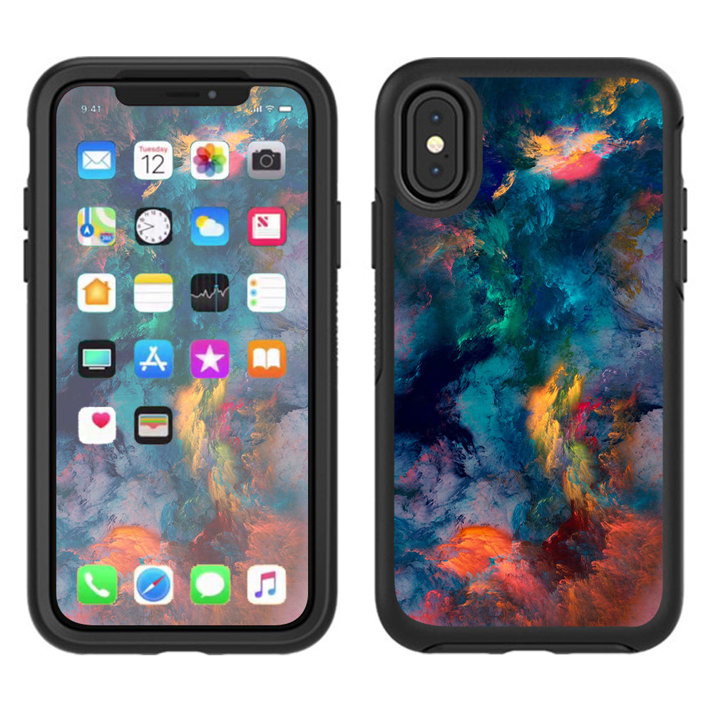  Color Storm Watercolors Otterbox Defender Apple iPhone X Skin