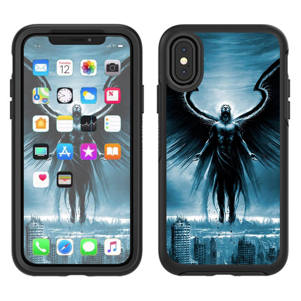  Dark Angel Wings Over City Otterbox Defender Apple iPhone X Skin