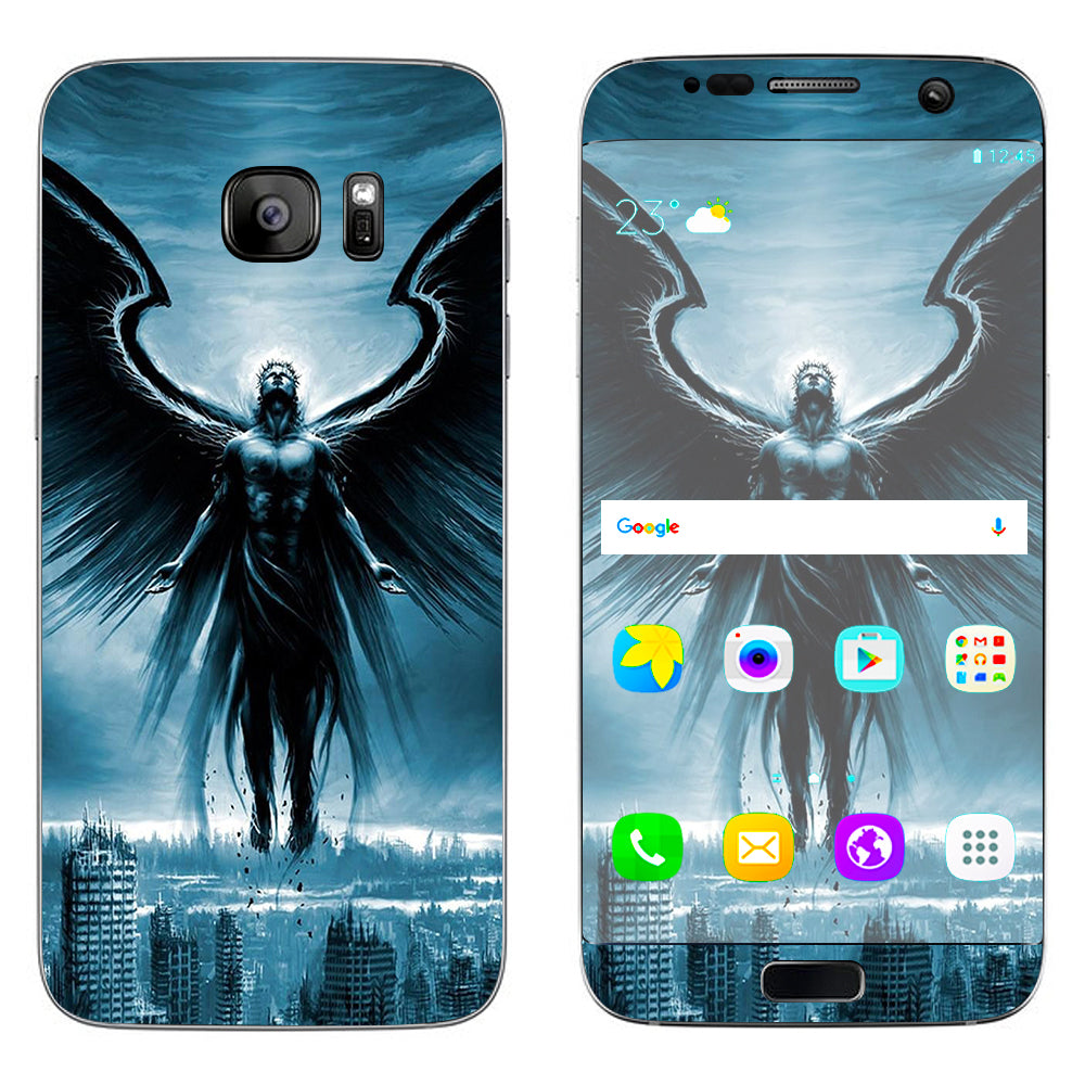  Dark Angel Wings Over City Samsung Galaxy S7 Edge Skin