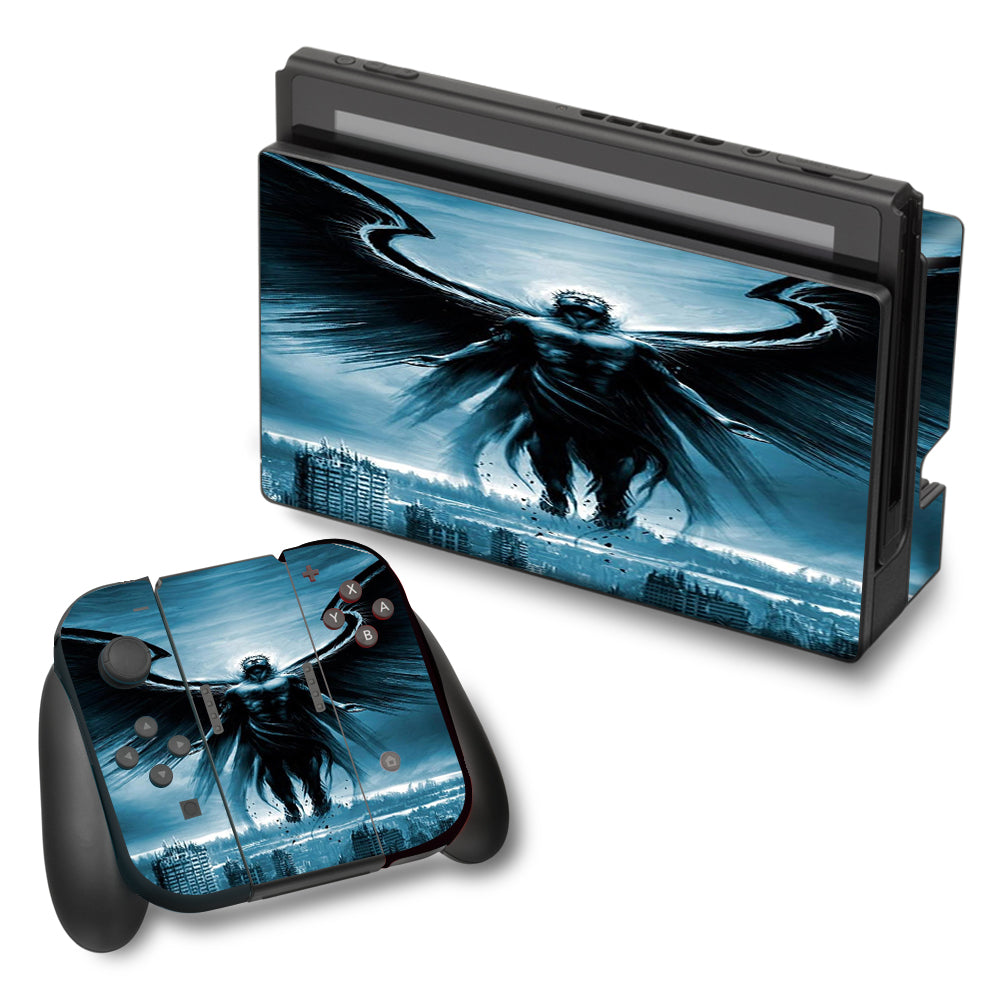  Dark Angel Wings Over City Nintendo Switch Skin