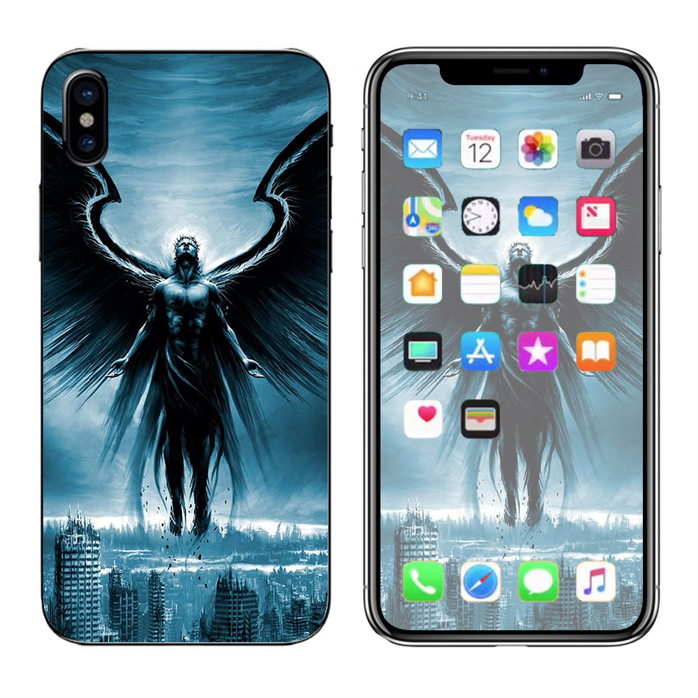  Dark Angel Wings Over City Apple iPhone X Skin