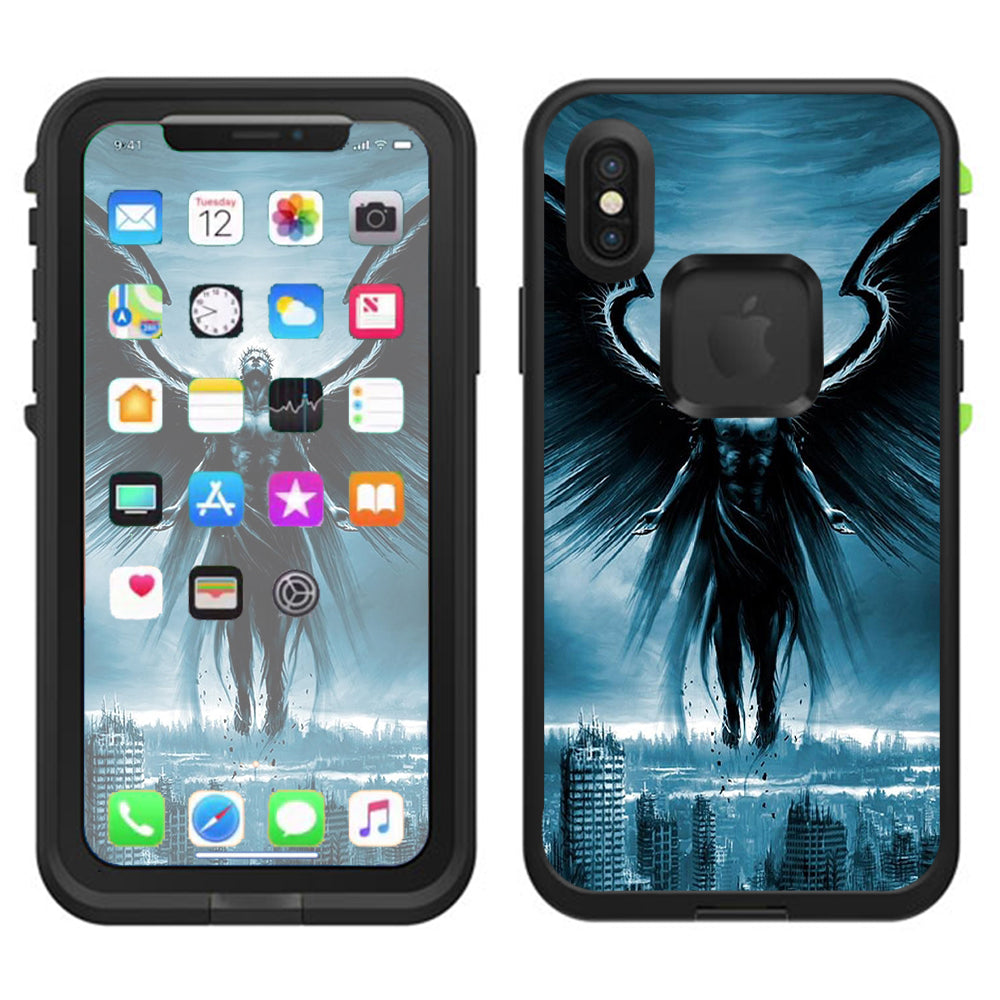  Dark Angel Wings Over City Lifeproof Fre Case iPhone X Skin