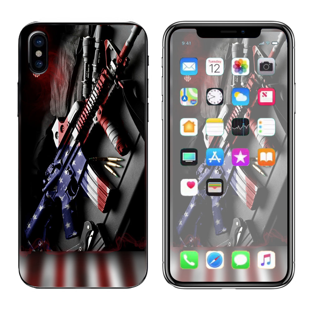  Ar Military Rifle America Flag Apple iPhone X Skin