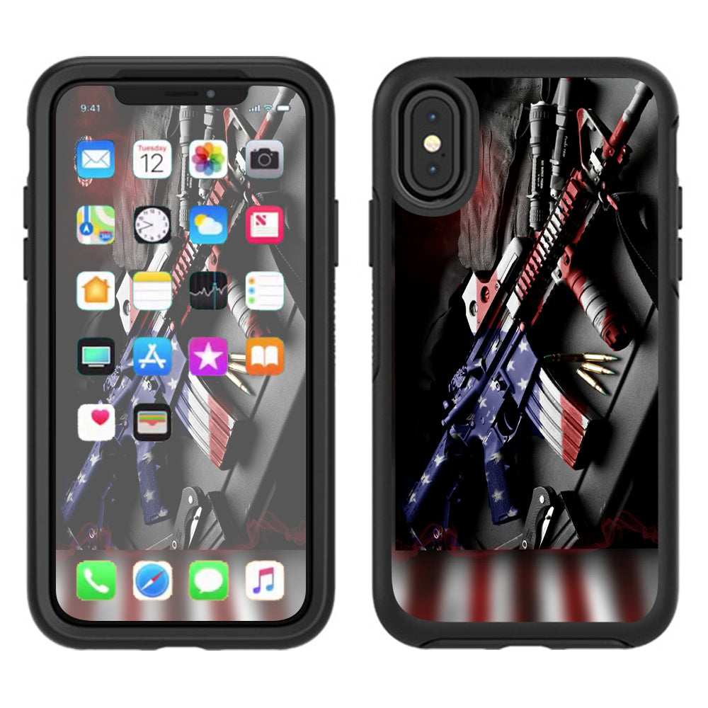  Ar Military Rifle America Flag Otterbox Defender Apple iPhone X Skin