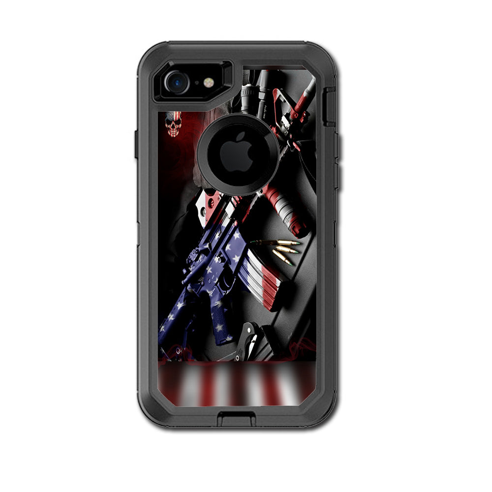  Ar Military Rifle America Flag Otterbox Defender iPhone 7 or iPhone 8 Skin