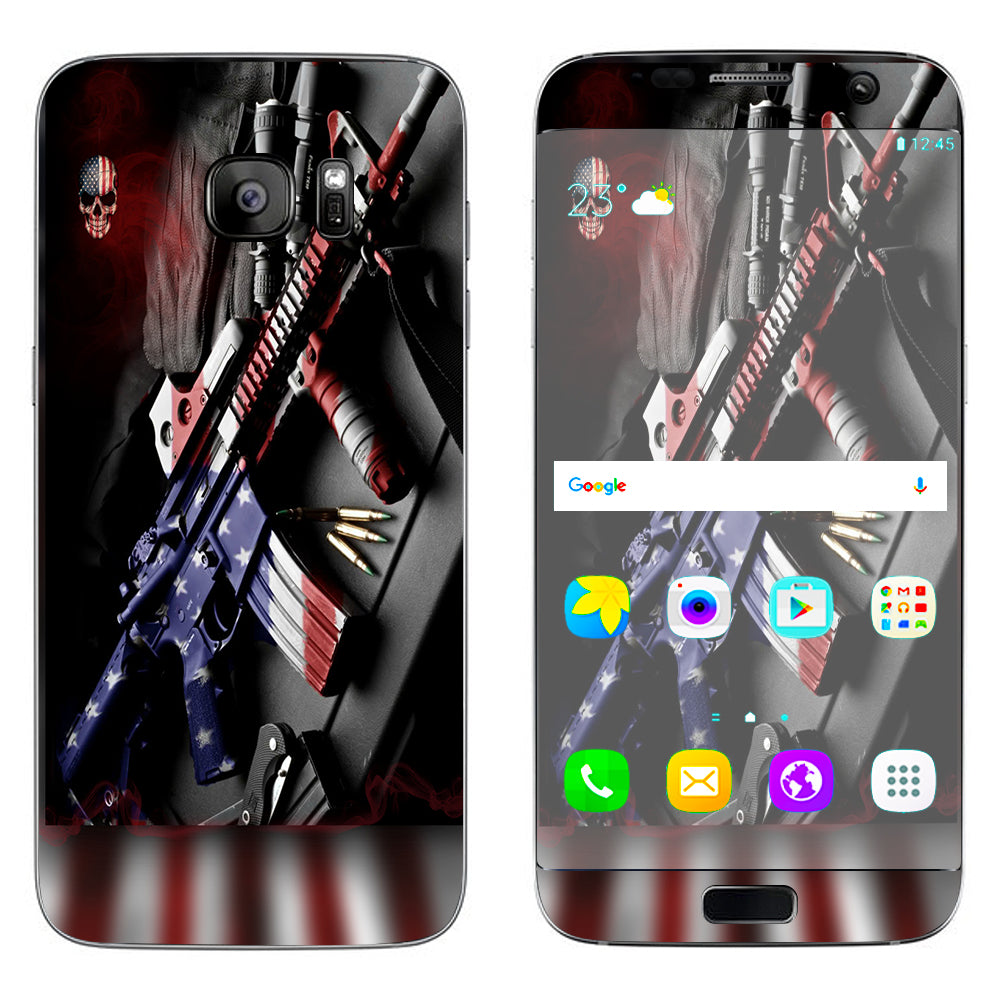  Ar Military Rifle America Flag Samsung Galaxy S7 Edge Skin