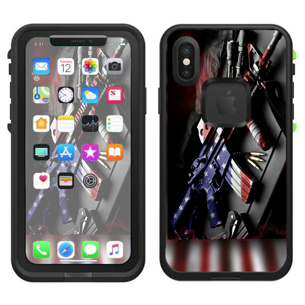 Ar Military Rifle America Flag Lifeproof Fre Case iPhone X Skin