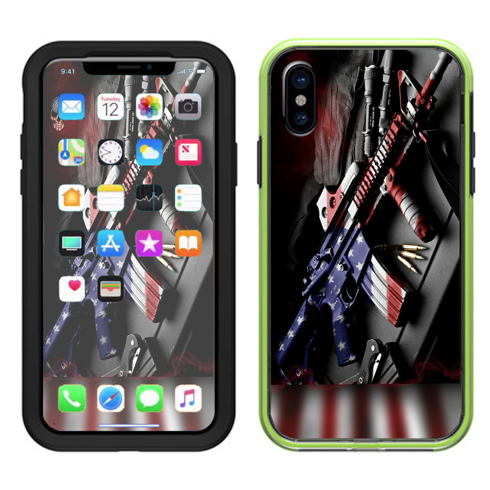  Ar Military Rifle America Flag Lifeproof Slam Case iPhone X Skin