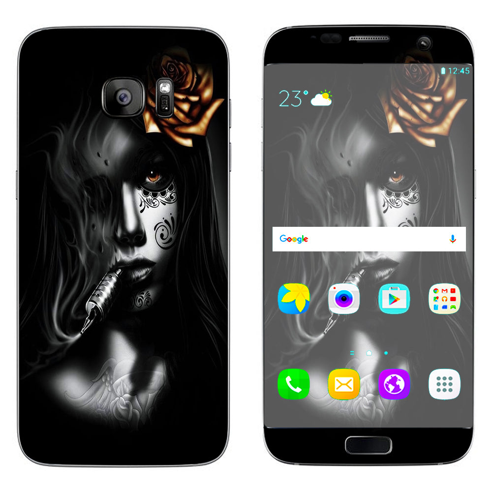  Dark Rose Tattoo Girl Samsung Galaxy S7 Edge Skin