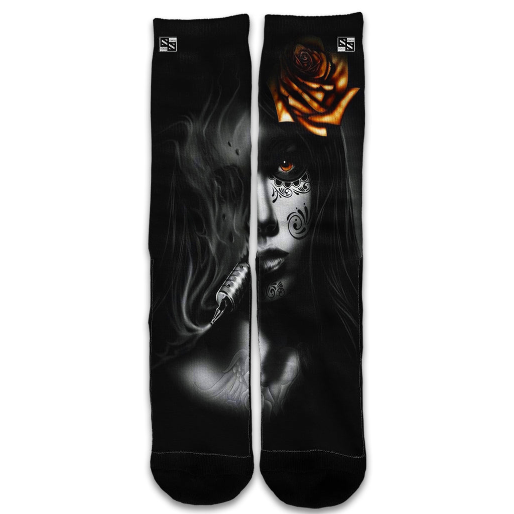  Dark Rose Tattoo Girl Universal Socks