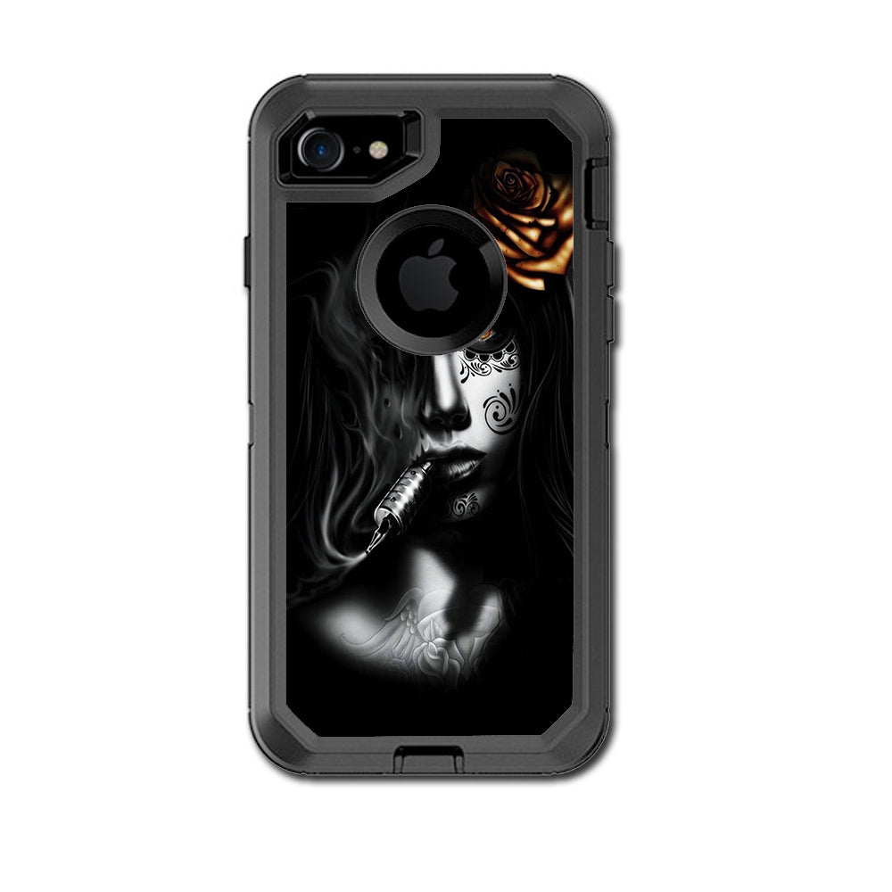  Dark Rose Tattoo Girl Otterbox Defender iPhone 7 or iPhone 8 Skin