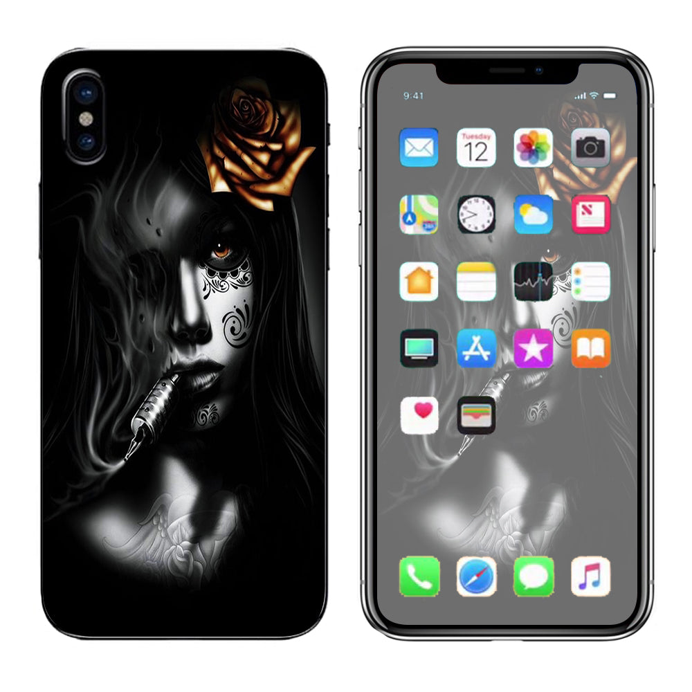  Dark Rose Tattoo Girl Apple iPhone X Skin
