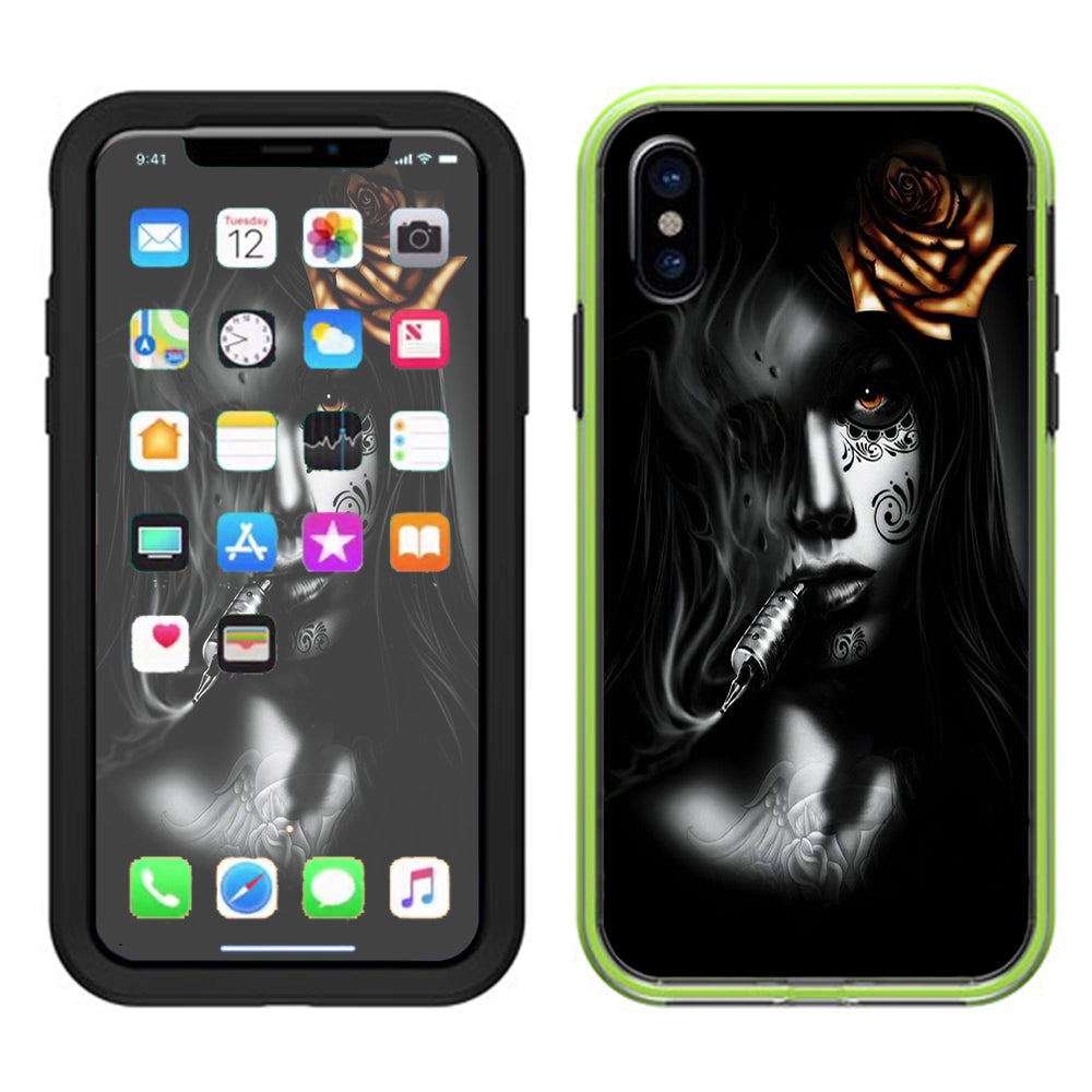 Dark Rose Tattoo Girl Lifeproof Slam Case iPhone X Skin