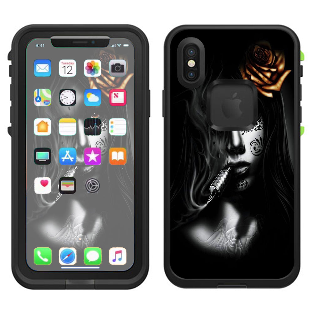  Dark Rose Tattoo Girl Lifeproof Fre Case iPhone X Skin