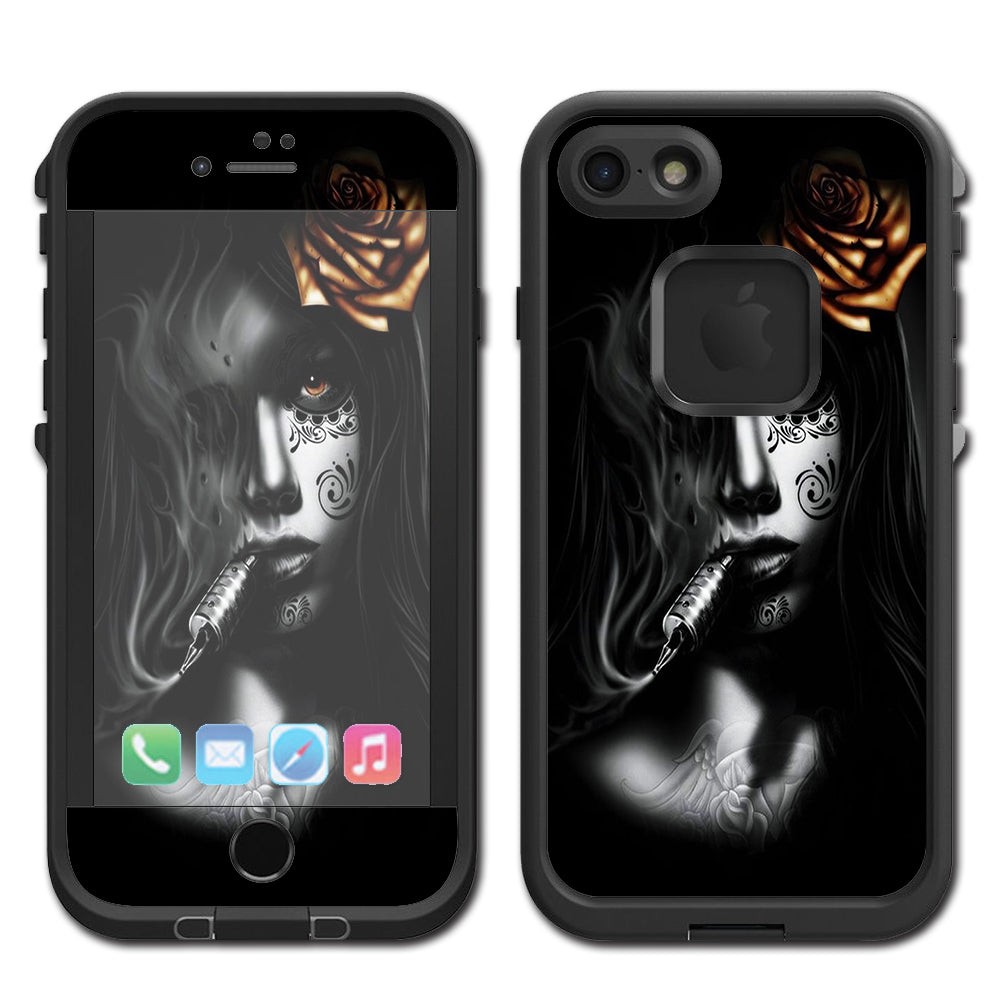  Dark Rose Tattoo Girl Lifeproof Fre iPhone 7 or iPhone 8 Skin