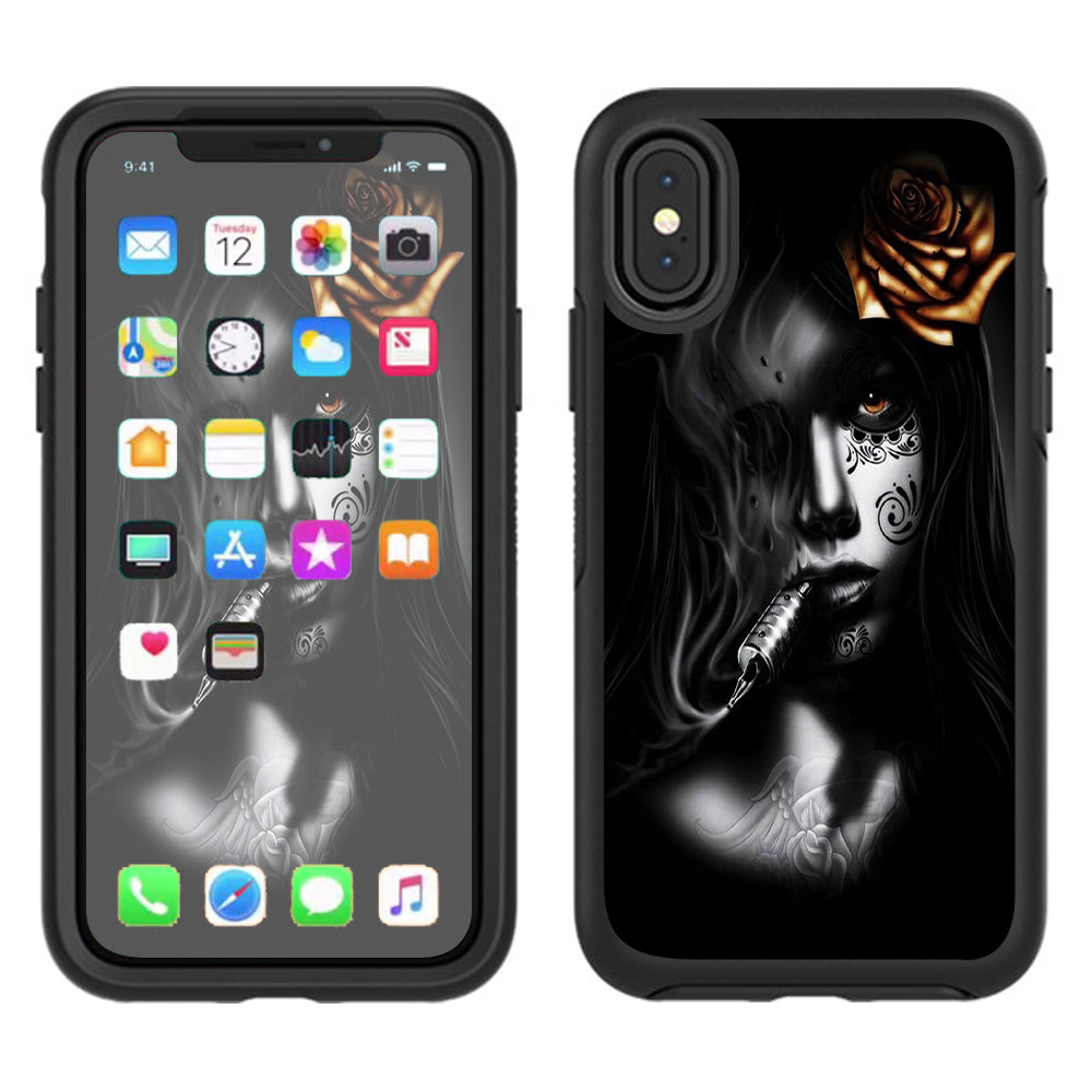  Dark Rose Tattoo Girl Otterbox Defender Apple iPhone X Skin