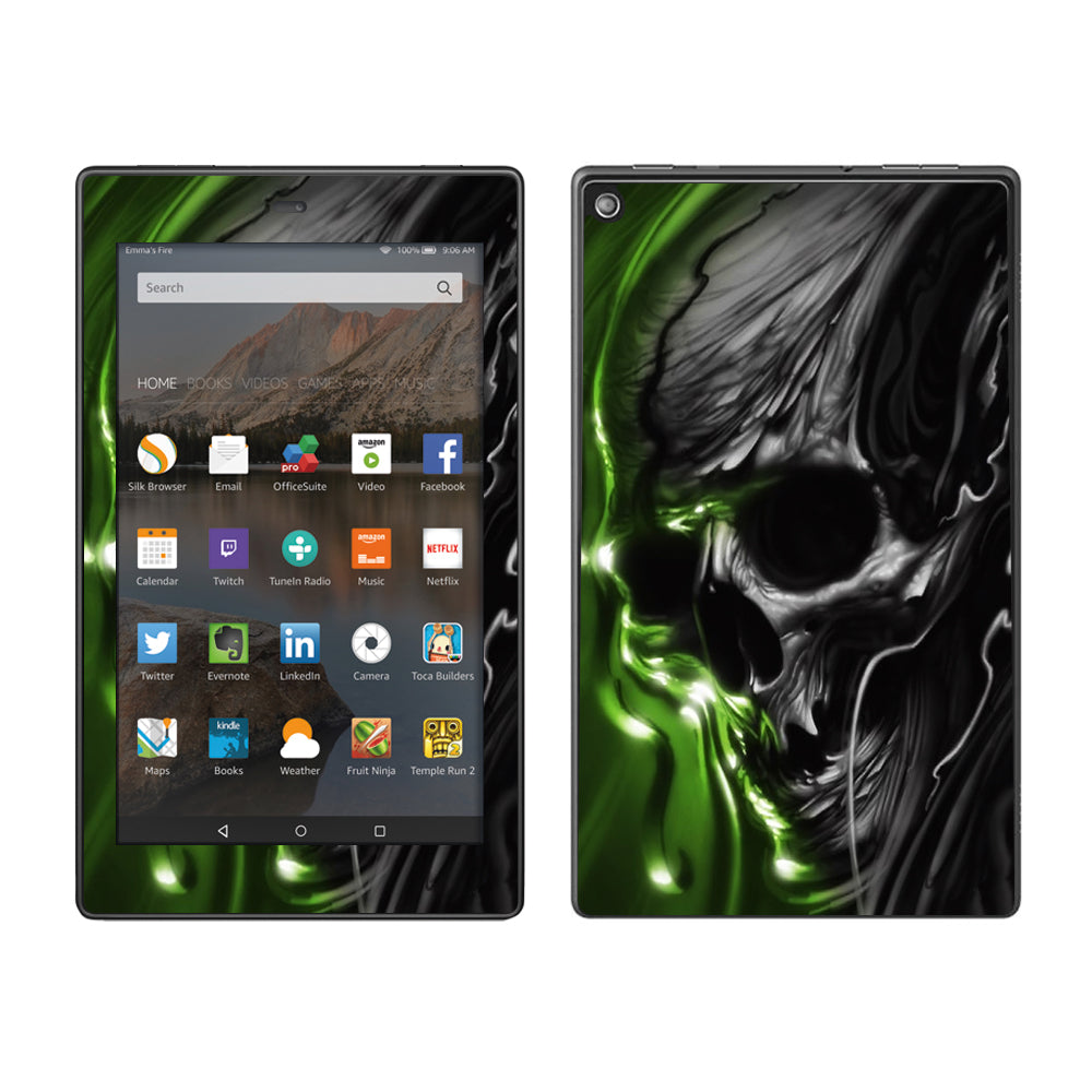  Dark Skull, Skeleton Neon Green Amazon Fire HD 8 Skin