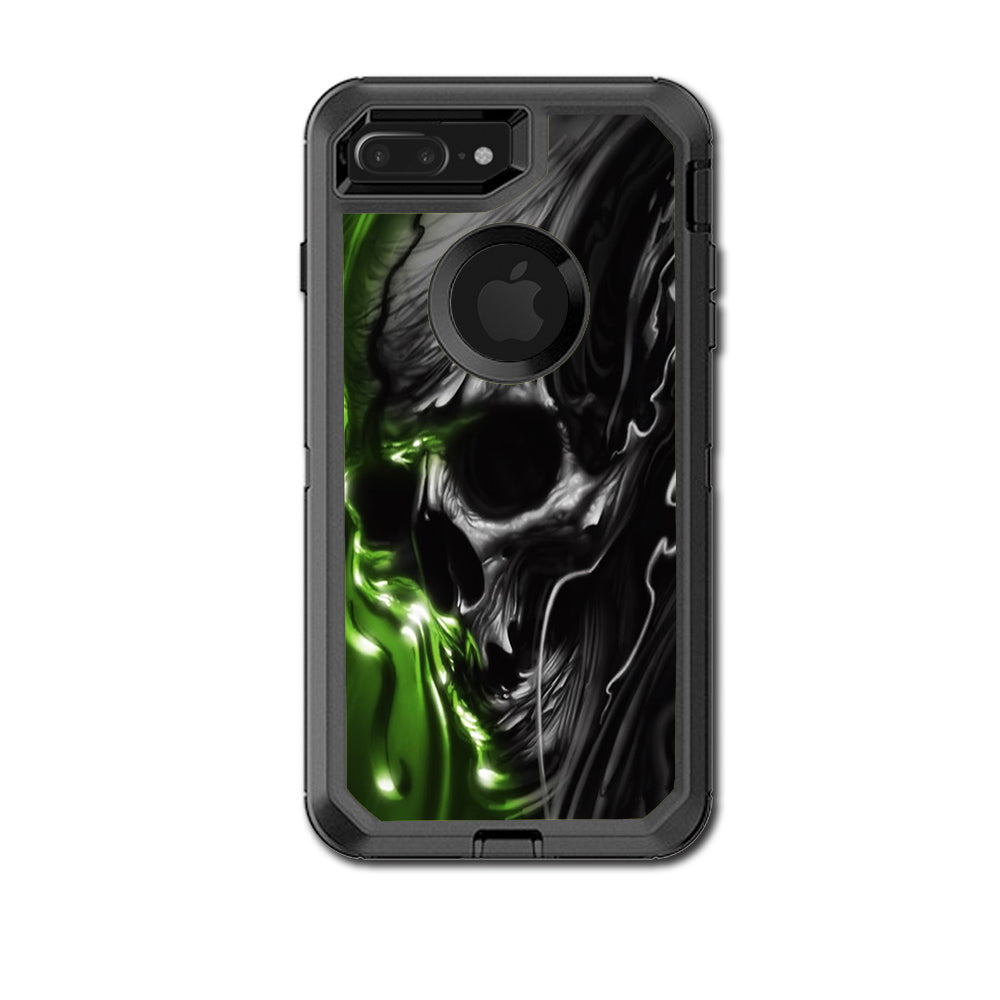  Dark Skull, Skeleton Neon Green Otterbox Defender iPhone 7+ Plus or iPhone 8+ Plus Skin