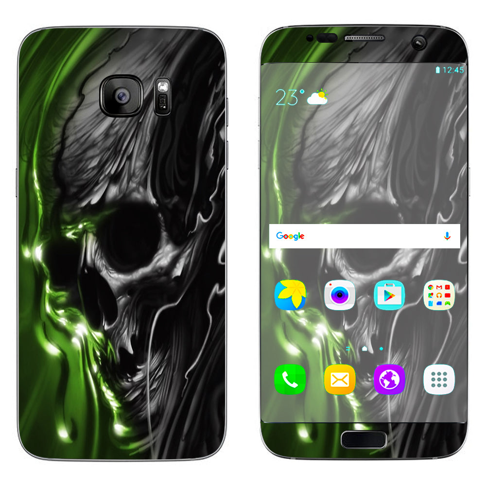  Dark Skull, Skeleton Neon Green Samsung Galaxy S7 Edge Skin