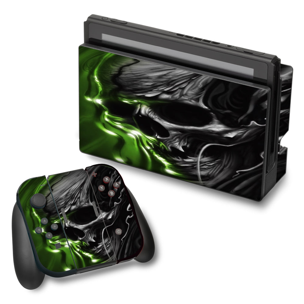  Dark Skull, Skeleton Neon Green Nintendo Switch Skin