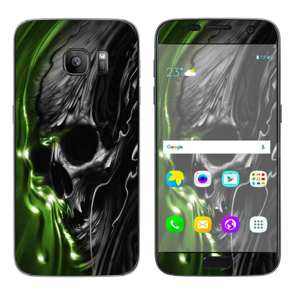  Dark Skull, Skeleton Neon Green Samsung Galaxy S7 Skin