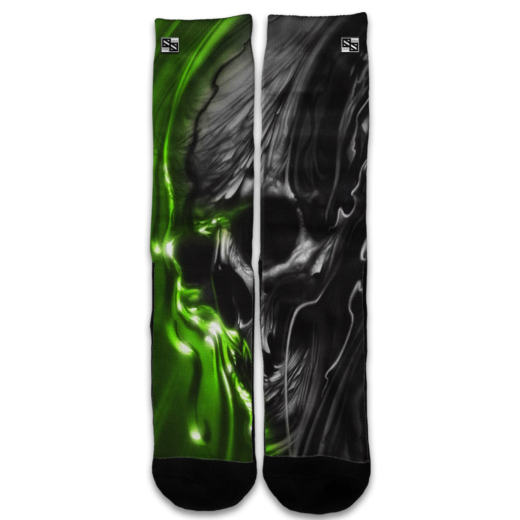  Dark Skull, Skeleton Neon Green Universal Socks