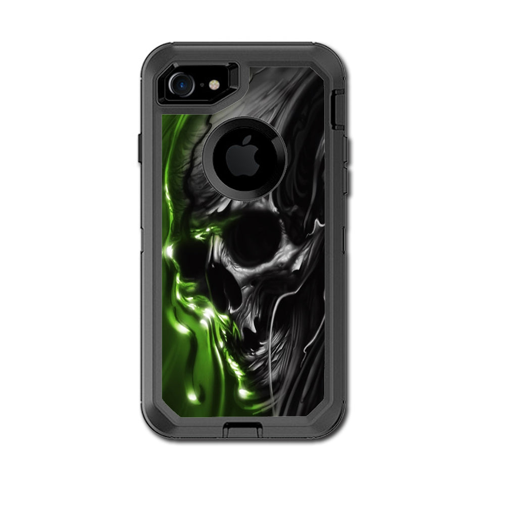  Dark Skull, Skeleton Neon Green Otterbox Defender iPhone 7 or iPhone 8 Skin