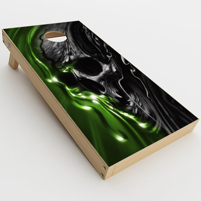  Dark Skull, Skeleton Neon Green Cornhole Game Boards  Skin