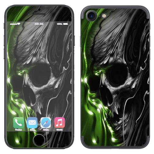 Dark Skull, Skeleton Neon Green Apple iPhone 7 or iPhone 8 Skin