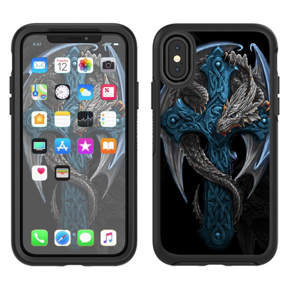  Dragon On Cross Otterbox Defender Apple iPhone X Skin